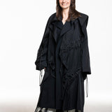 Yohji Yamamoto Damen Mantel mit Kordeln schwarz