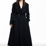 Yohji Yamamoto Langformat aus Woll‑Mix schwarz