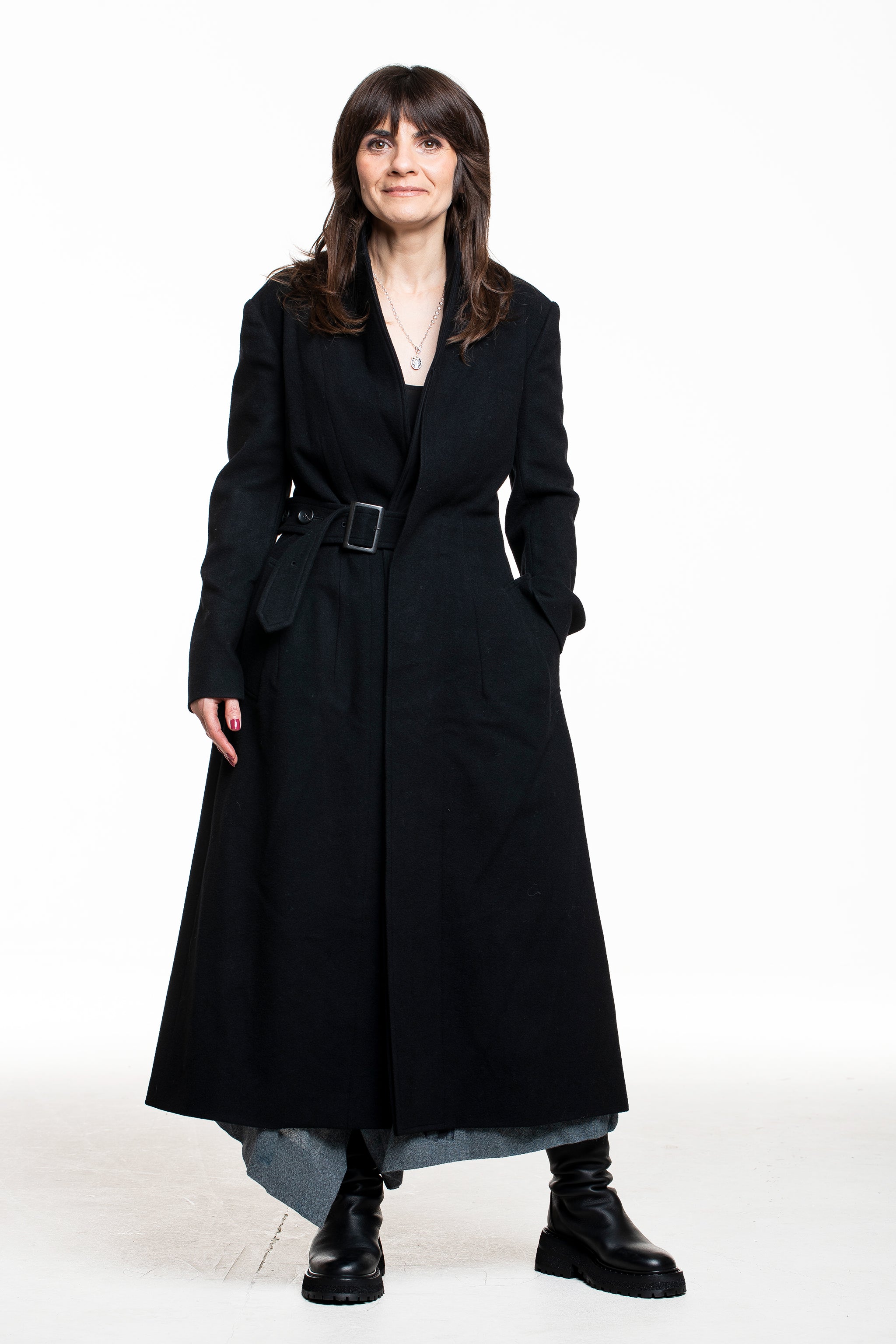 Yohji Yamamoto Langformat aus Woll‑Mix schwarz