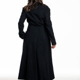 Yohji Yamamoto Langformat aus Woll‑Mix schwarz – Rückenansicht