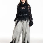 Yohji Yamamoto Strick‑Top hochgeschlossen schwarz – Detail Rippstruktur