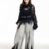 Yohji Yamamoto Strick‑Top hochgeschlossen schwarz – Detail Rippstruktur