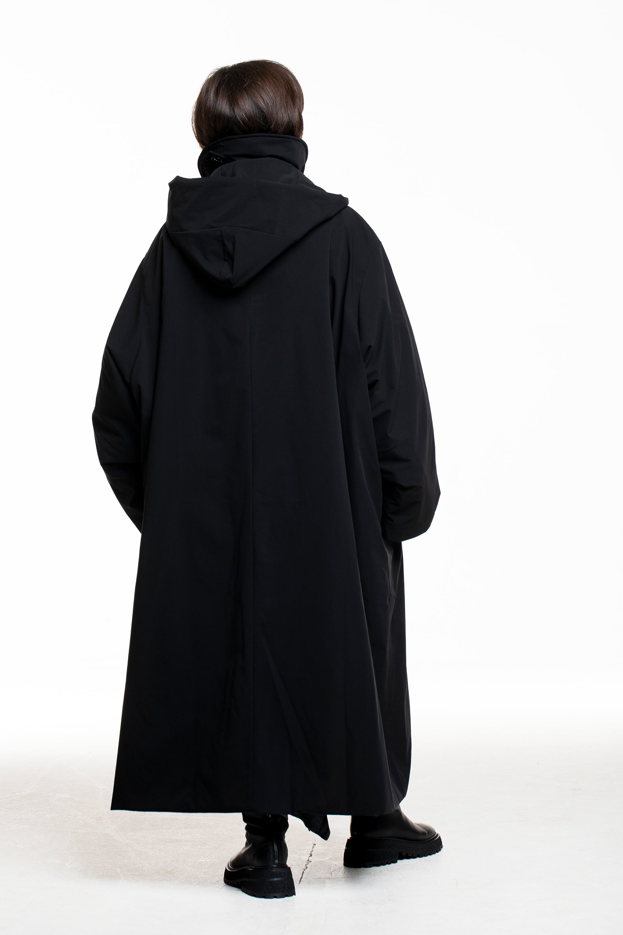 Y’s Yohji Yamamoto Oversize‑Langjacke, schwarz, Rückenansicht