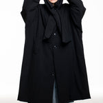 Y’s Yohji Yamamoto Oversize‑Langjacke, schwarz, mit Kapuze