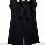 Y’s Yohji Yamamoto Oversize‑Langjacke, schwarz, mit Kapuze