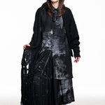 Y’s Yohji Yamamoto Strick‑Poncho, schwarz, Fransen – Detail