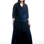 Y’s Yamamoto Hemd – Frontansicht mit blauem Print